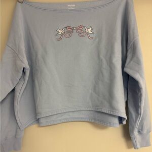 Hollister Blue Off-Shoulder Top with Embroidery